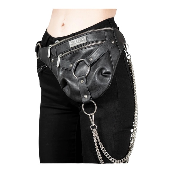 Killstar Handbags - KILLSTAR UNCHAINED WAIST BAG BLACK NWT